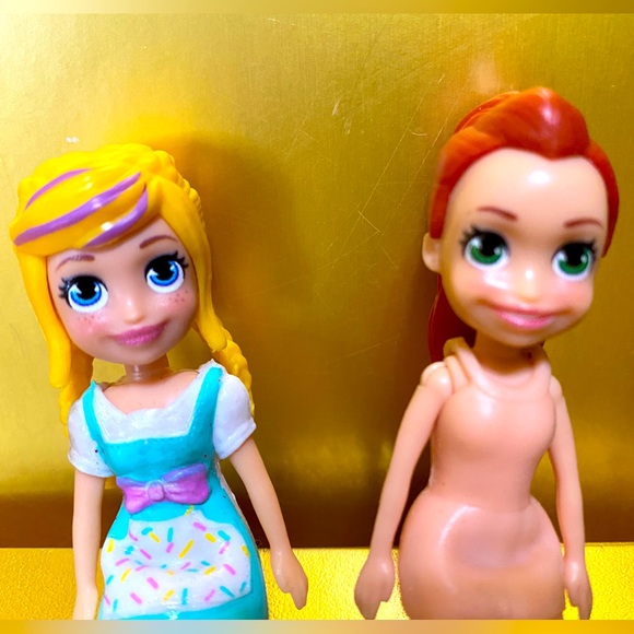 POLLY POCKET DOLLS LILA, RED HEAD & WHITE & TEAL BAKING SPRINKLES DOLL 4” MATTEL - Picture 4 of 11